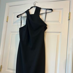 Rachel, sleeveless, black, halter dress. Stunning!
